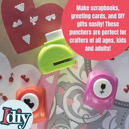 Love-Themed Scrapbook Paper Hole Punchers- 12 Different Designs w Carrying Case- DIY Your Own Cards, Confetti, Memory Books, Decorations, Gifts, Summer Camp Project- A Must Have Scrapbooking Essential