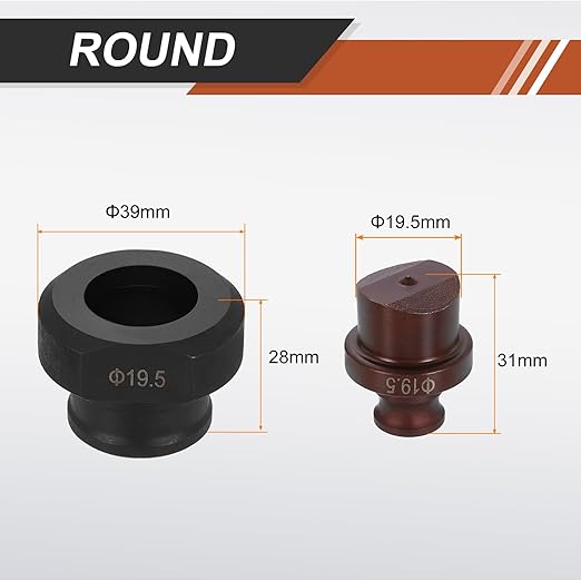 HARFINGTON Hydraulic Hole Punch Die 19.5mm Round Hole 40Cr Steel Electric Punching Kit for MHP-20 JP-20 Electric Punching Machine, Burgundy & Black