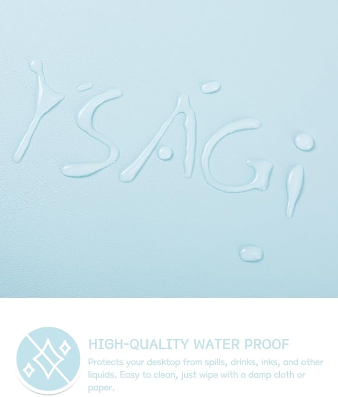 YSAGi Non-Slip Leather Desk Pad, Waterproof Laptop Computer Desk Keyboard Mat, Table Protector Blotter Mat, Large Mouse Pad for Office/Work/Home/Decor(Sky Blue, 31.5" x 15.7")