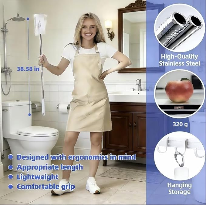 Clip on Mini Mop for Kitchen Counter & Floor – No Wash & Cloth Changing Lazy Mop | Automatic Gripping & Zero-Touch Snap-Grip System with 20 Cloths