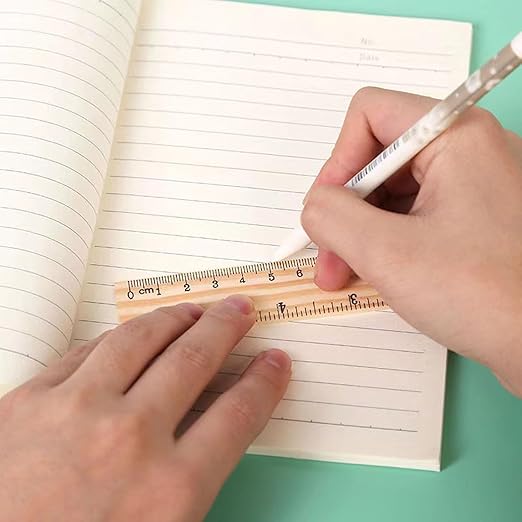 3 Pack Wooden Ruler 12 inch 8 inch and 6 inch Wooden Ruler Kit with Conversion Table Metric Straight Edge Linear Measurement Ruler,Wood Ruler for School, Classroom, Home, and Office