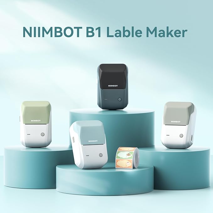 NIIMBOT B1 Label Maker Machine with Tape, Thermal Label Printer Easy to Use for Office, Home, Business, 2 Inch Label Maker with 2'' x1.18'' Labels