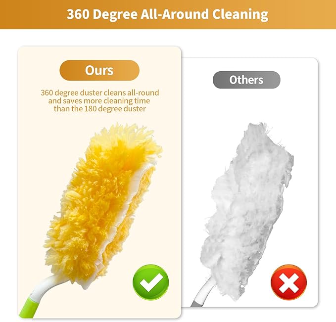 50 Pack Duster Refill for Swiffer Duster, 360 Heavy Duty Duster Kit with 2 Handle, Multi-Surface Disposable Dusters Refills for Cleaning Corner, Furniture, Car, Blinds