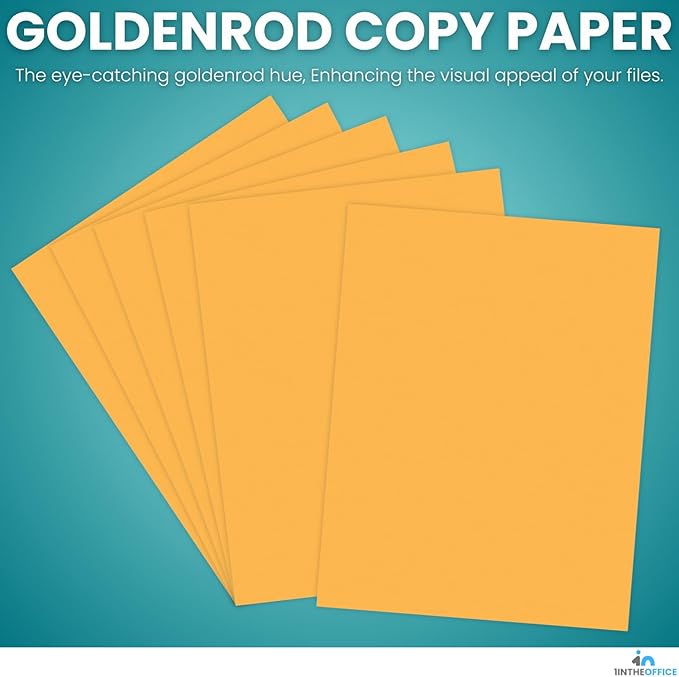 1InTheOffice Colored Copy Paper, Printer Paper, 20 lbs., 8.5" x 11", Goldenrod Pastel, 500 Pack