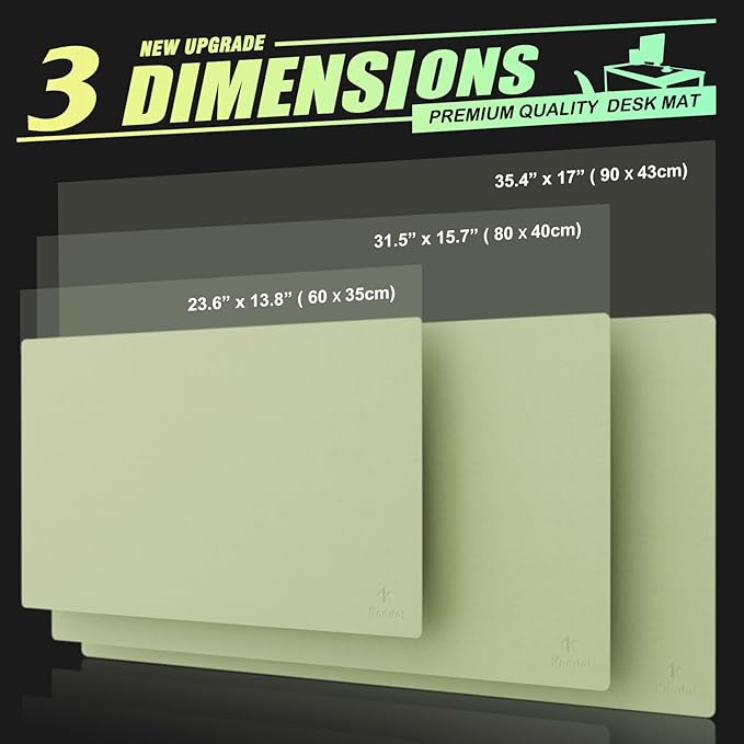 K KNODEL Small Office Leather Desk Mat, Mouse and Keyboard Pad, Computer and Laptop Mat, Desktop Protector and Cover, Writing Pad and Blotter (23.6"x13.8", Light Green)