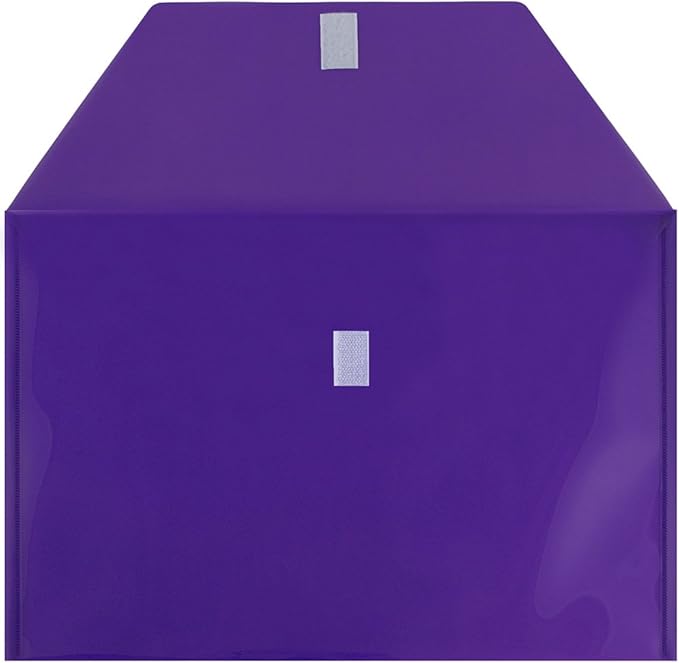 JAM PAPER Plastic Envelopes with Hook & Loop Closure - Legal Booklet - 9 3/4 x 14 1/2 - Assorted Colors - 12/Pack