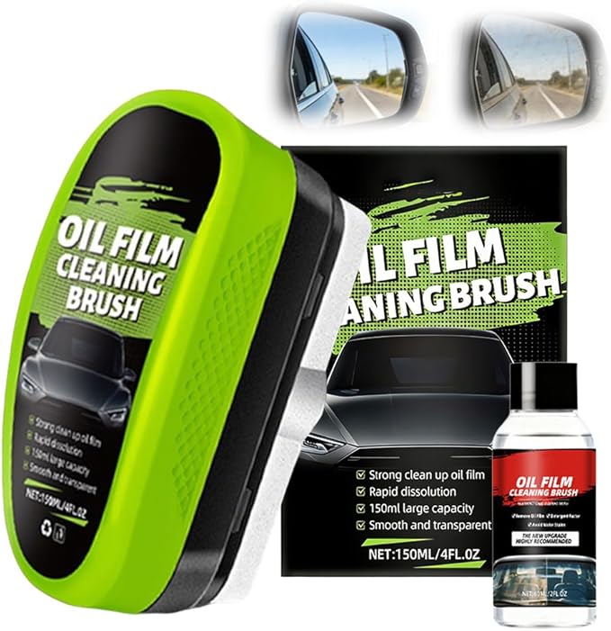 PVZXR Automotive Oil Film Cleaning Brush,Glass Cleaner, Car Windshield Cleaner, 150ml Automotive Oil Film Cleaning Brush - Preserve Clarity, Immediately See the Effects (1PCS)