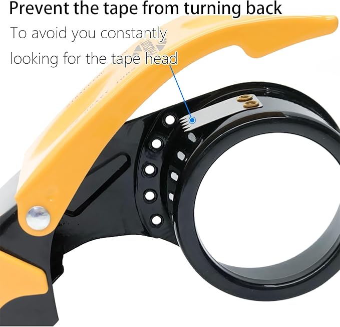 Packing Tape Dispenser Gun 2-Inch, 2 Pack Metal Tape Gun with Safety Protection, 3-Inch Inner Paper Core