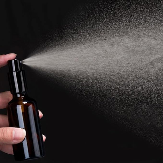 YIZHAO Black Glass Spray Bottles 4oz, with Small Fine Mist Spray, Metal Cap, Refillable for Essential Oil,Travel,Cleaning,Perfume,Aromatherapy,Makeup – 9 Pcs