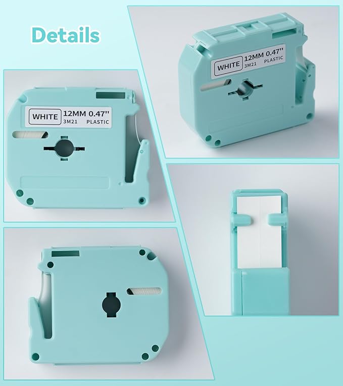M950 Label Maker Refills M-K231 Replace for Brother P Touch M Tape M-K231S M231 MK231 12mm 0.47 Inch for Brother PTouch PT-M95 PT-65 PT-80 PT-70 PT-45 PT-90 Label Makers, Black on White, 4 Pack