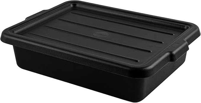 Restaurantware-LID ONLY: RW Clean 23.2 Inch x 16.9 Inch Bus Tub Lid, 1 Snap-On Lid For Bus Box - With Handles, Black Plastic Restaurant Tub Lid, Bus Tub Sold Separately