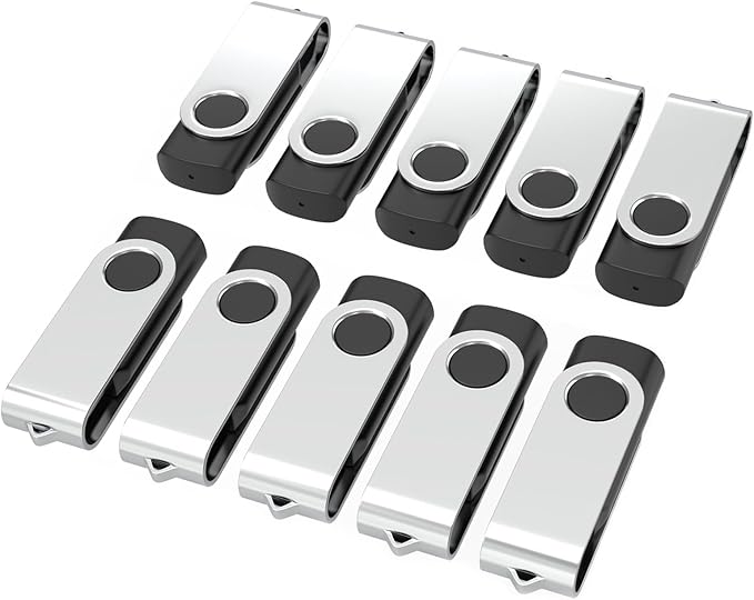 USB Flash Drives 1GB 10 Pack, Wooolken USB 2.0 Thumb Drives with Keychains Memory Stick USB Drive Pendrive for PC Laptop Computer (Black)