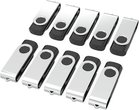 USB Flash Drives 1GB 10 Pack, Wooolken USB 2.0 Thumb Drives with Keychains Memory Stick USB Drive Pendrive for PC Laptop Computer (Black)