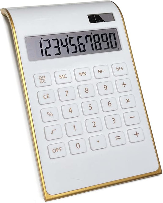Benkaim Solar Gold Standard Function 10-Digit Desktop Calculator for Office, Home