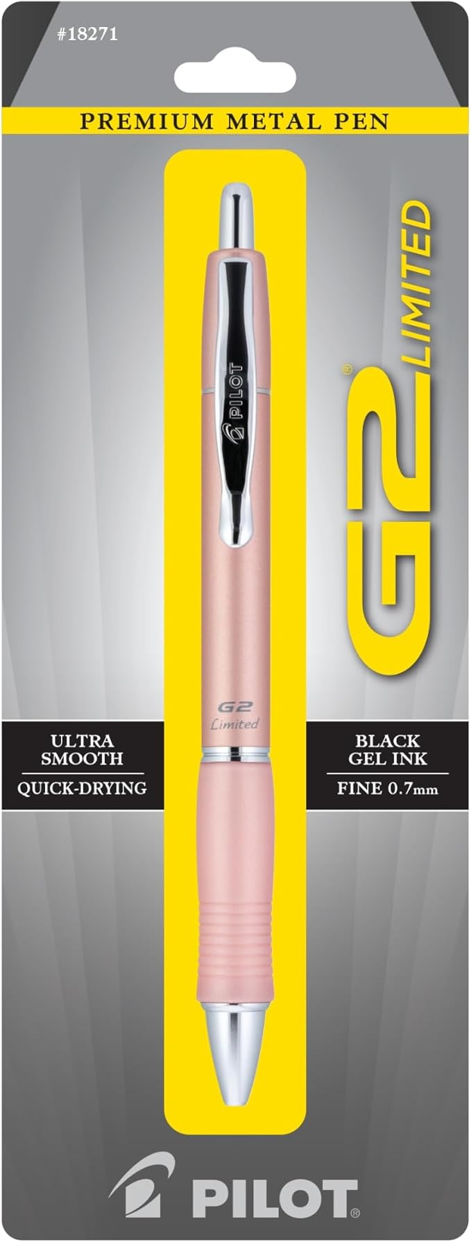 Pilot G2 Limited Premium Metal Gel Pen, Fine Point, 0.7 mm, Assorted Barrel Color, Black Ink