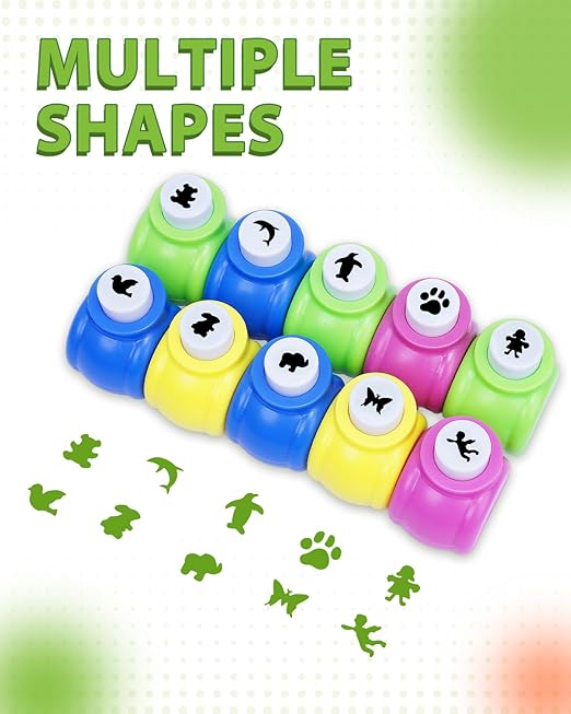 UCEC Paper Punch Shapes for Crafting, 10PCS Animal Shaped Hole Punch Set, Shape Cutters Craft Punches for Paper Crafts, Mini Hole Puncher Kids Adults Nail Art Tag Cards Stamp Scrapbooking Fun