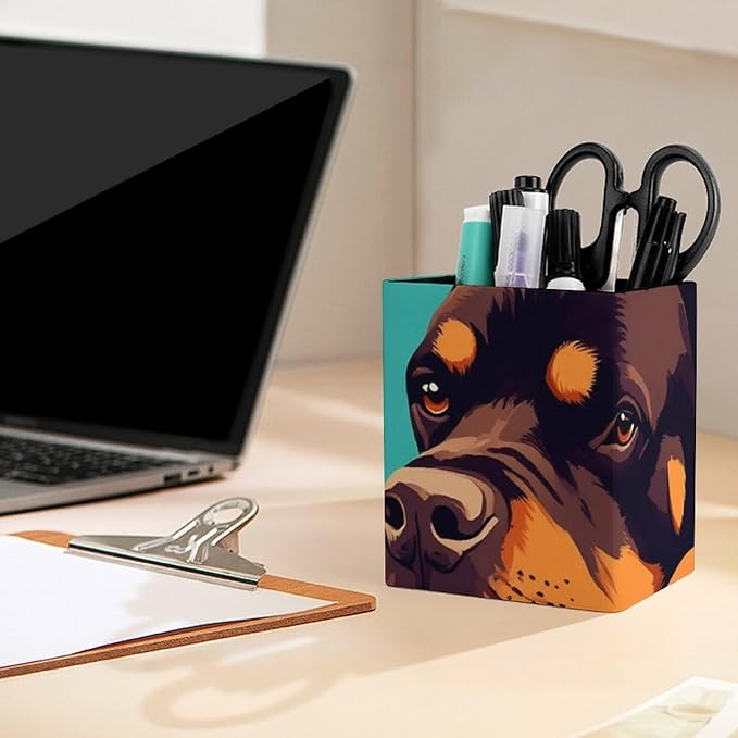 Men's Fashion Pencil Pen Holder Cup, Waterproof Office Supplies, Waterproof Multifunctional Office Supplies Cute Rottweiler Puppy Farm Dog Lazy Animal
