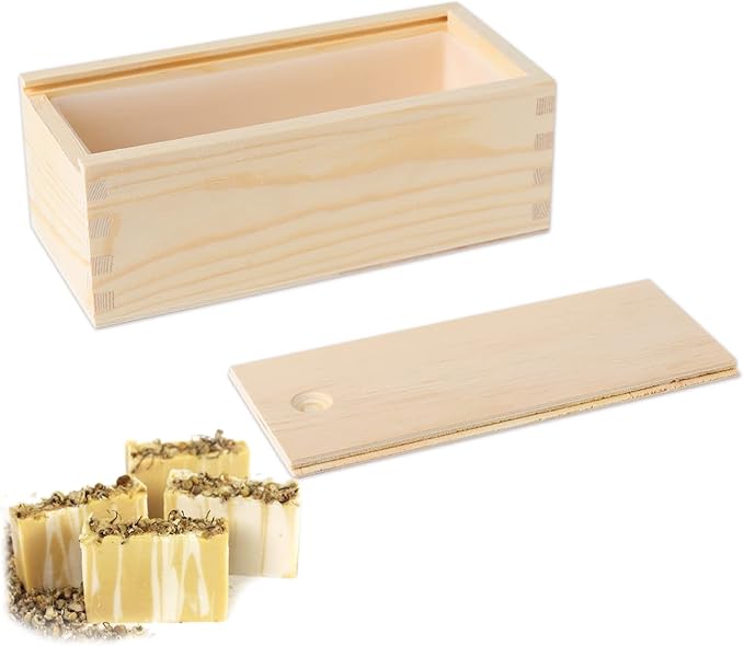 Small Rectangle Silicone Soap Mold with Wooden Box DIY Handmade Loaf Mould