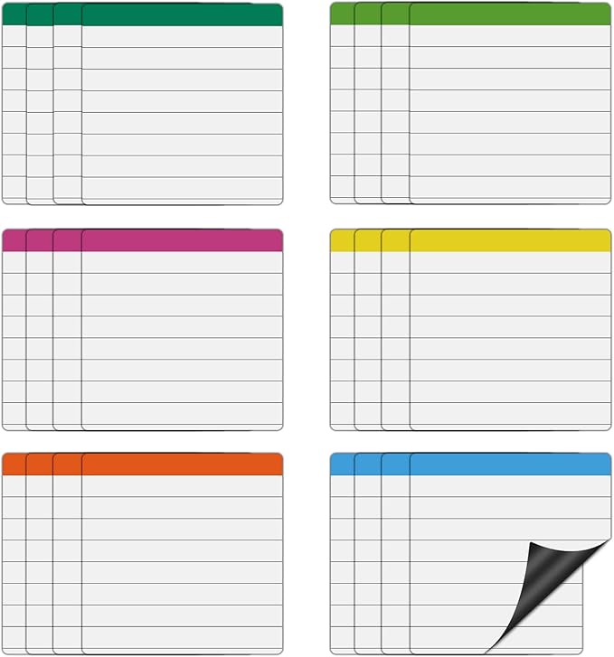 Sticky Notes 4x4 with Ruled Lined,Dry Erase Magnetic Sheets,Small Magnetic Stickers,24 Pieces,Work for Fine Markers on Fridge or Whiteboard