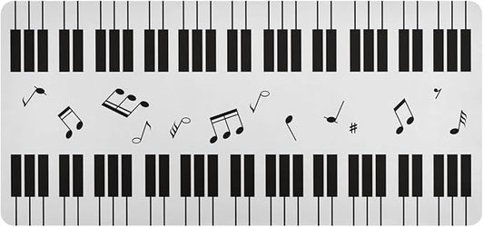 Mouse Pad Desk Mat Leather Desk Pad Large Gaming Desk Cover Protector Mat for Keyboard Computer Laptop Office Waterproof 35.4 x 16.5 Inch Piano with Music Notes
