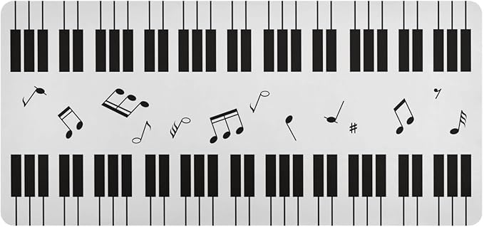 Mouse Pad Desk Mat Leather Desk Pad Large Gaming Desk Cover Protector Mat for Keyboard Computer Laptop Office Waterproof 47.2 x 23.6 Inch Piano with Music Notes