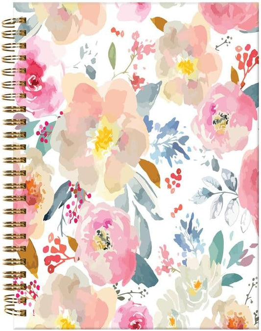 Spiral Journal Notebook,A5 Hardcover Lined Journals for Women Girl 6 x 8.3 in,120 Pages Thick Paper,Cute College Ruled Writing Notebook for Gifts Office Work School(Watercolor Romantic Flowers)