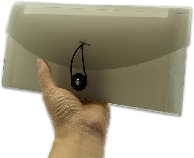 Small Accordion File Organizer - 13 Pocket Expanding Folder for Receipts, Bills, and Envelopes - Money Saving Binder (Black)