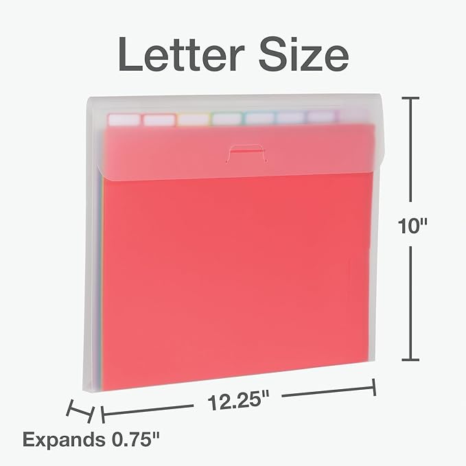 Oxford Portable File Organizer, 8 Plastic File Folders, Clear Case, Storage for Home and Office, Document Organizer, Holds 8-Tab Poly Project Folders, Letter Size, Assorted Colors, 2 Pack (52022)