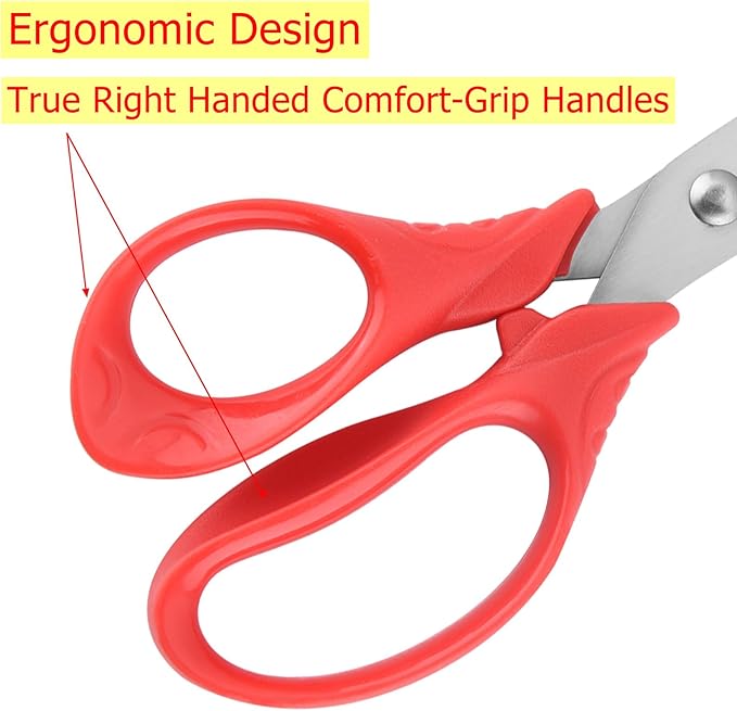 5" Kids Scissors,12 Pack Safety Children Scissors,Stainless Steel Blades Comfort-Grip Handles Small Craft Scissor for Kids,Great for DIY,Arts,Home,School Classroom Student Use Assorted Colors