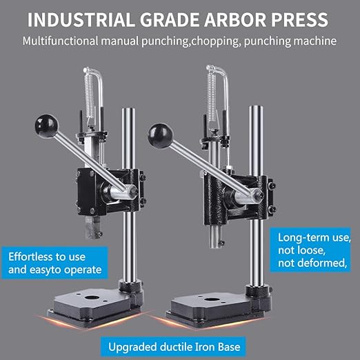 Leather Hole Puncher Hand Punching Machine Manual Press Puncher Punch Tools for DIY Leather Craft Punching Holes with Drill Chuck (A - Round Head)