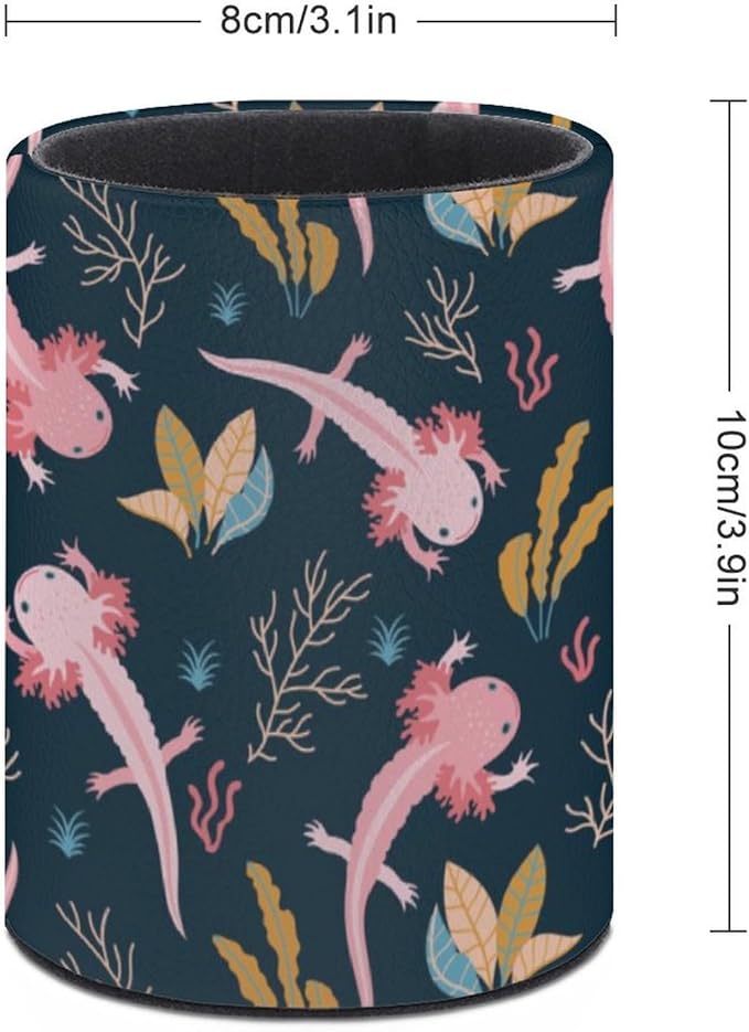 Cute Axolotl Pen Holder Pencil Organizer Cute Pencil Cup Desk Decor Makeup Brush Holder PU Multifunctional Office Suppliesfor Home Classroom School