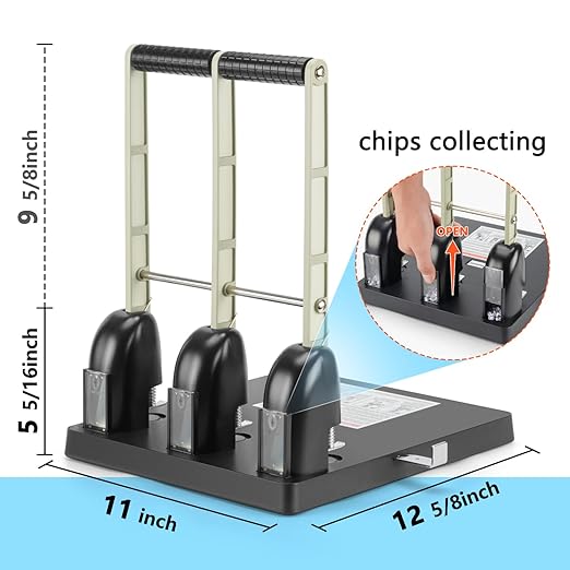 Worklion 3 Hole Puncher for Binder: Heavy Duty Three Hole Paper Punch for Max 150 Sheet,Save Power Large Punch