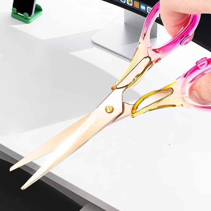 6.3 Inch Precision All - Purpose Craft Scissors, Stainless Steel Blade for Superior Cutting, Purple Acrylic Handle for Comfort, Ideal for Office, Home & School Crafters