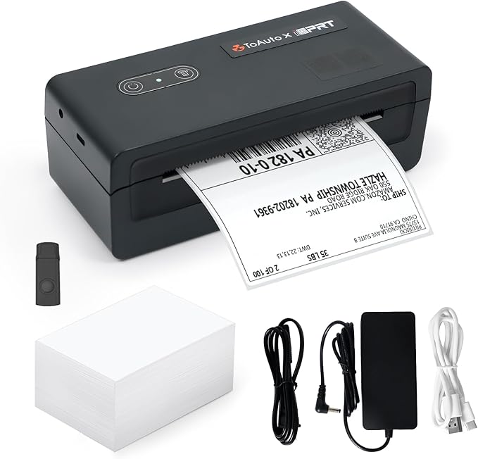 TOAUTO x iDPRT Bluetooth Thermal Label Printer, 4x6 Wireless Shipping Label Printer for Small Business, Office, Compatible with Android, iPhone, Windows, MacOS – Works with Amazon, Ebay, FedEx, DHL
