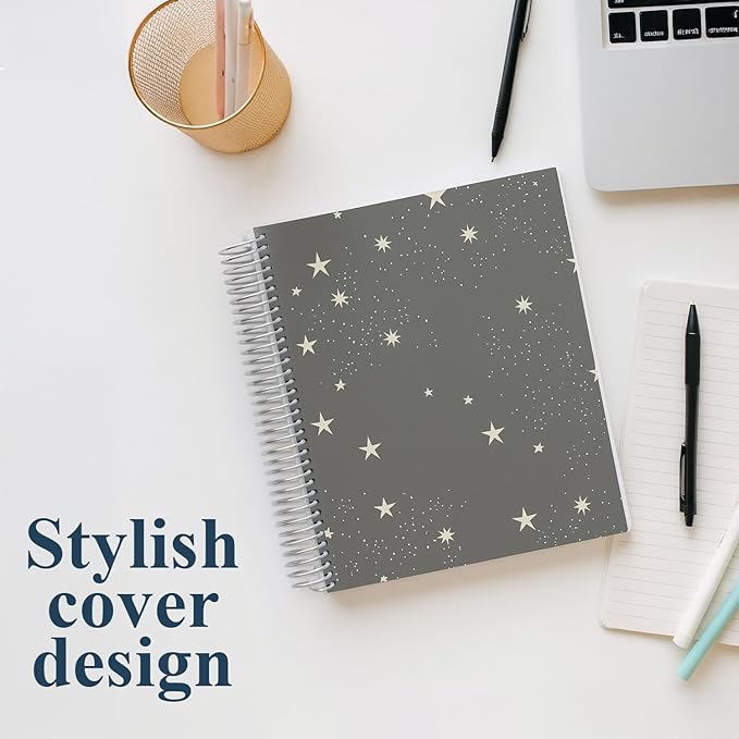 Erin Condren 7" X 9" Spiral Bound Productivity Notebook - Starry Sky, Functional 160 Lined Page and 80Lb Thick Paper Spiral Notebook, Stickers Included