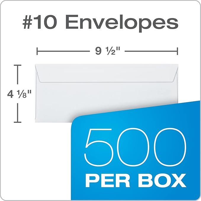 Columbian #10 Security Envelopes, 500/Box, No Window, 4-1/8 x 9-1/2 Inches, Release & Seal Self Seal, White (COLO151)