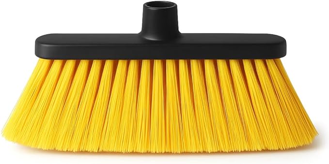 Healing Atlas Aria Yellow Broom Head – 14” Sweeping Surface – Heavy-Duty Soft Flagged Bristles with Magnetic Effect – Universal Thread – Recycled PP – Indoor/Outdoor Sweeper (Yellow, ARIA)