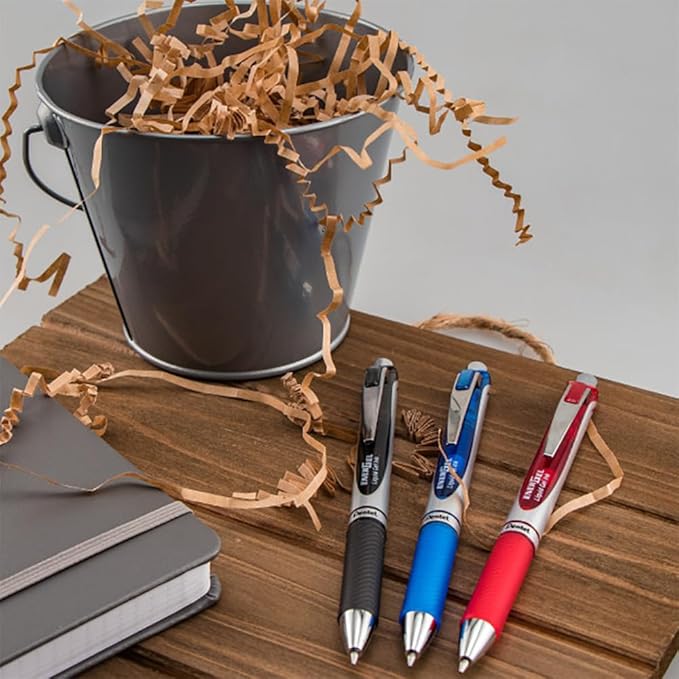 Pentel EnerGel RTX Retractable Liquid Gel Pen, (0.7mm) Metal Tip, Medium Line, Black Ink 2 Pack