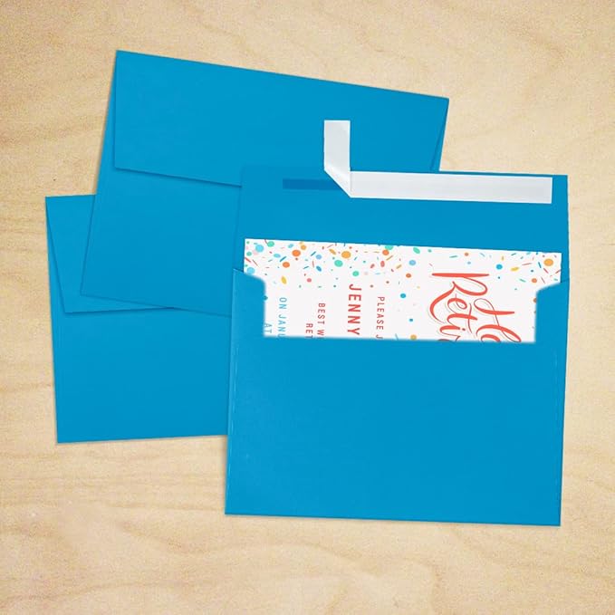 LUXPaper A7 Invitation Envelopes | Peel & Press | 5 1/4" x 7 1/4" | Pool Blue | 80lb. Text | 1,000 Qty