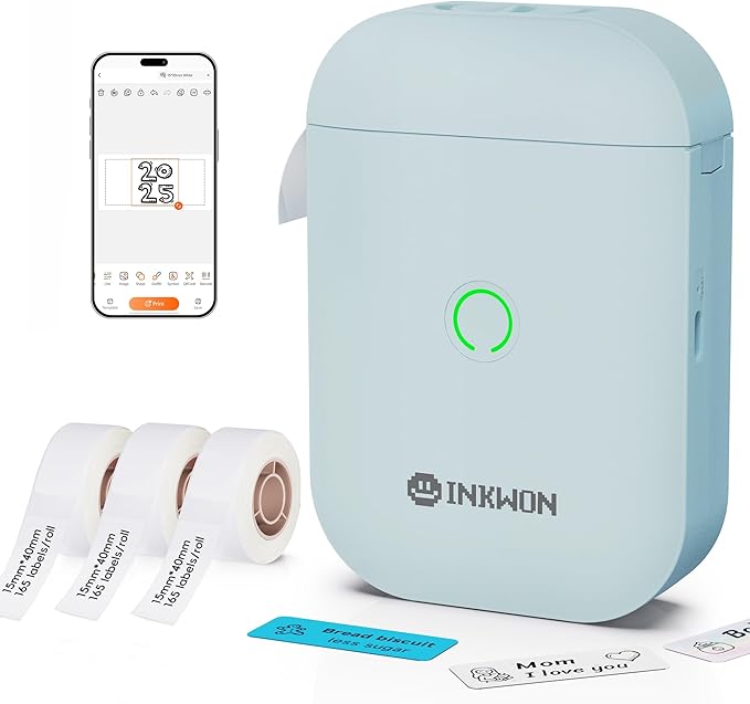 Label Maker Machine with 3 Tapes, D11s Bluetooth Label Maker Waterproof Labels, Portable Mini Label Printer with Various Templates for Home Office School, Blue