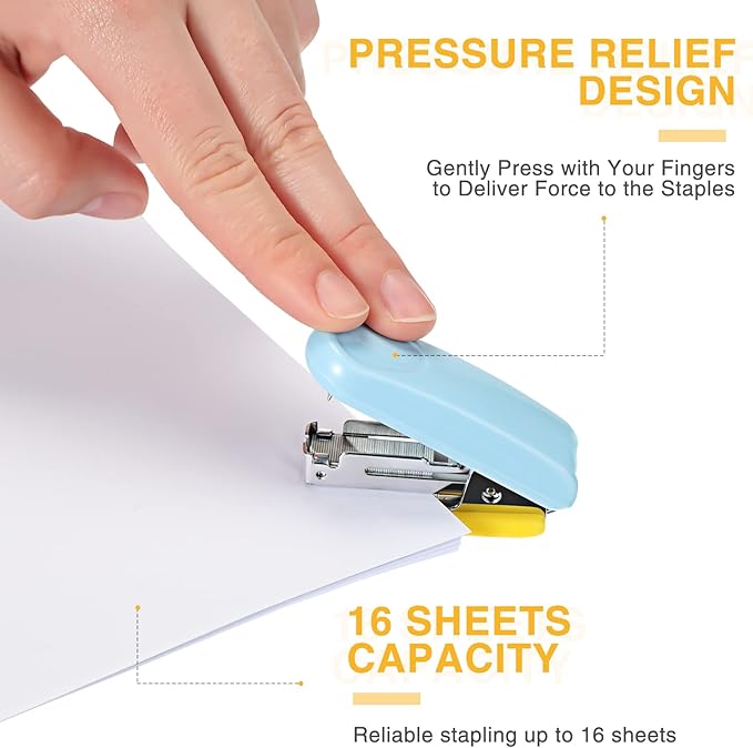 Leinuosen 6 Pack Mini Stapler with 1000 Staples Pink Small Stapler Multipack 16 Sheets Capacity Standard Staples with Box Desktop Remover for Kids School Office Supplies, 3 Colors