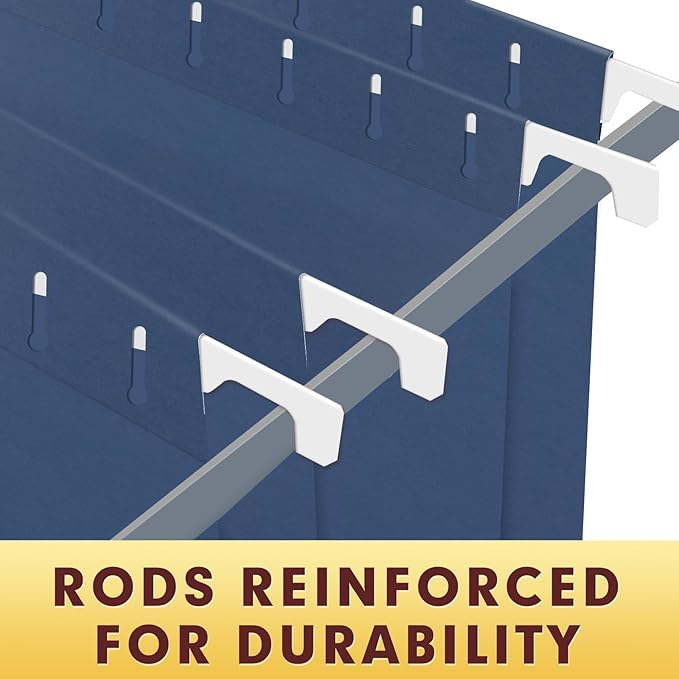 HERKKA Hanging File Folders, 30 Pack Reinforced Letter Size Hanging Folders, Designed for Bulky Files, Filing Cabinet, 1/5-Cut Adjustable Tabs (Blue)