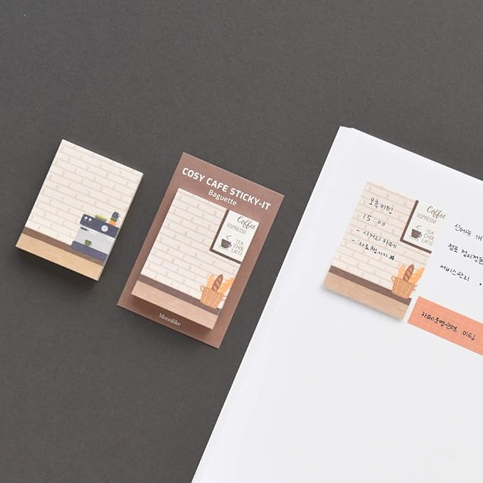 Monolike Cosy Cafe Sticky-it - 5p Set Self-Adhesive Memo Pad 50 Sheets