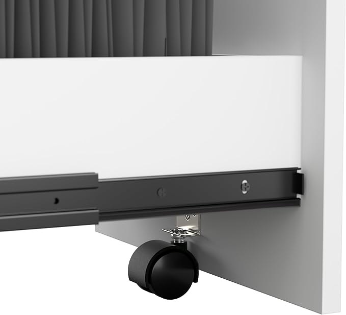 Bush Business Furniture Office in an Hour Cubicle Storage with Cabinet, Drawers, Paper Tray, and Pencil Holder in Pure White | Commercial Workspace Organization and Accessory Set