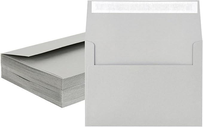 50 Pack A2 Envelopes for Invitations,4.37x5.75 inches,4x5 Envelope Gray Self Seal,Printable Envelopes for Wedding,Invitation,Baby Shower,Gray