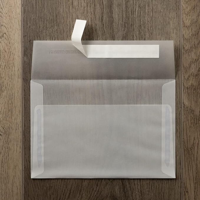 LUXPaper A8 Invitation Envelopes (5 1/2 x 8 1/8) - Clear Translucent (50 Qty) | Perfect for Invitations, Announcements, Sending Cards, 5x7 Photos | 4885-00-50