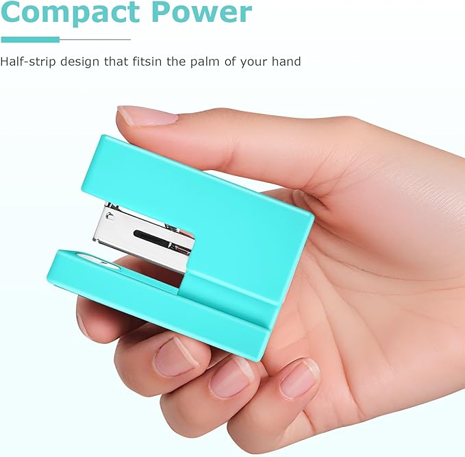 Mini Stapler - Small Cute Desk Staplers - 25 Sheet Capacity with 830 Staples and Staple Remover, Desktop Stapler for Office, School, Home, Green
