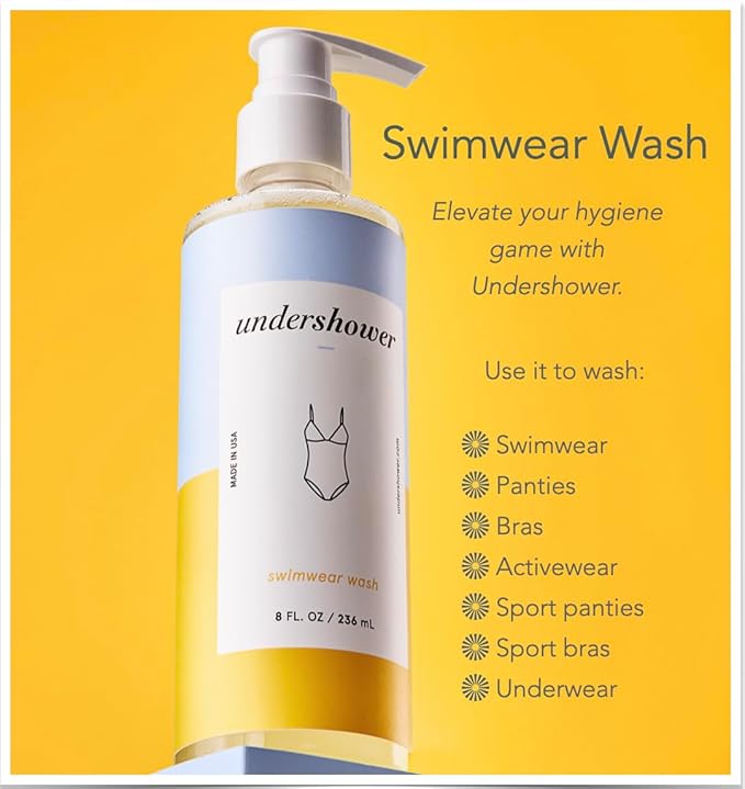 Undershower Swimwear Detergent, 75 to 100 Washes, Delicate Hand Wash Detergent for Shower, Laundry Sink Soap for Strong Odors and Blood Stain Removal, Non-Toxic and pH Neutral Enzyme Formula, 8 Fl Oz