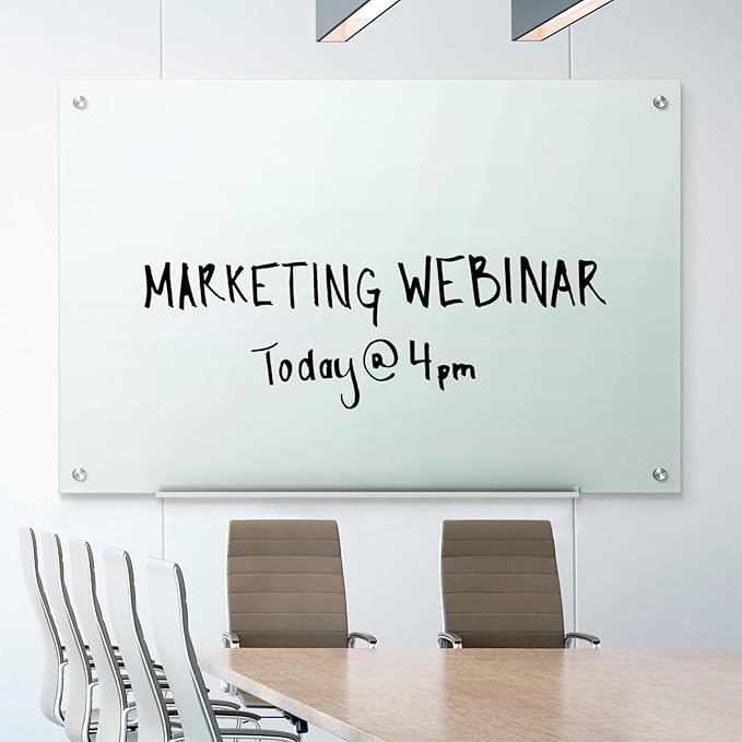 Quartet Magnetic Glass Dry Erase White Board, 48''W x 36''H Whiteboard, Infinity Frameless Mounting, White Surface (G4836W)