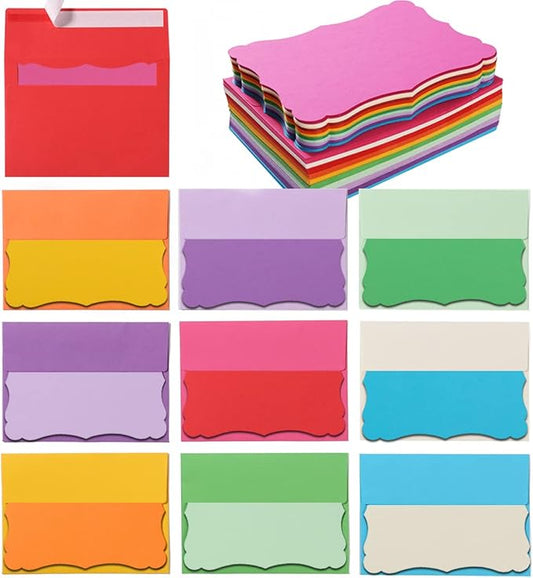 100 Pack 4x6 Envelopes with Colorful Blank 4x6 Cards Self-Adhesive Business Envelopes Invitations Cards Envelopes (Multicolored, A4)